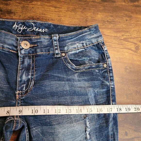 Ariya Jeans Size 12 Morocco Low Rise Skinny Button Flap Rhinestone Stretch Denim - Picture 7 of 11
